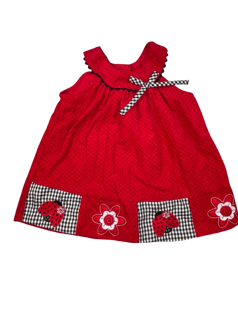 Rare Editions 24M Ladybug Dress Red Cottagecore Toddler Girls